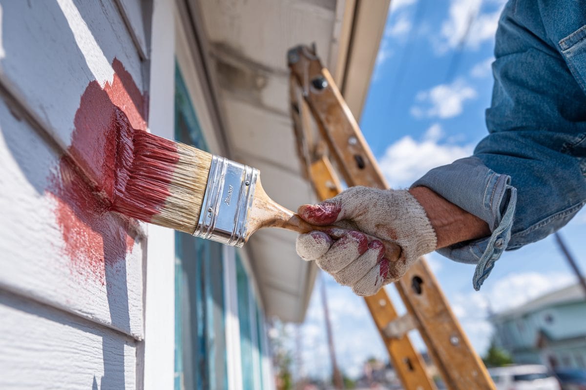 Fascia and Soffit Painting: What It Is and Why It Matters 2 Professional painter applying paint to fascia and soffit trim