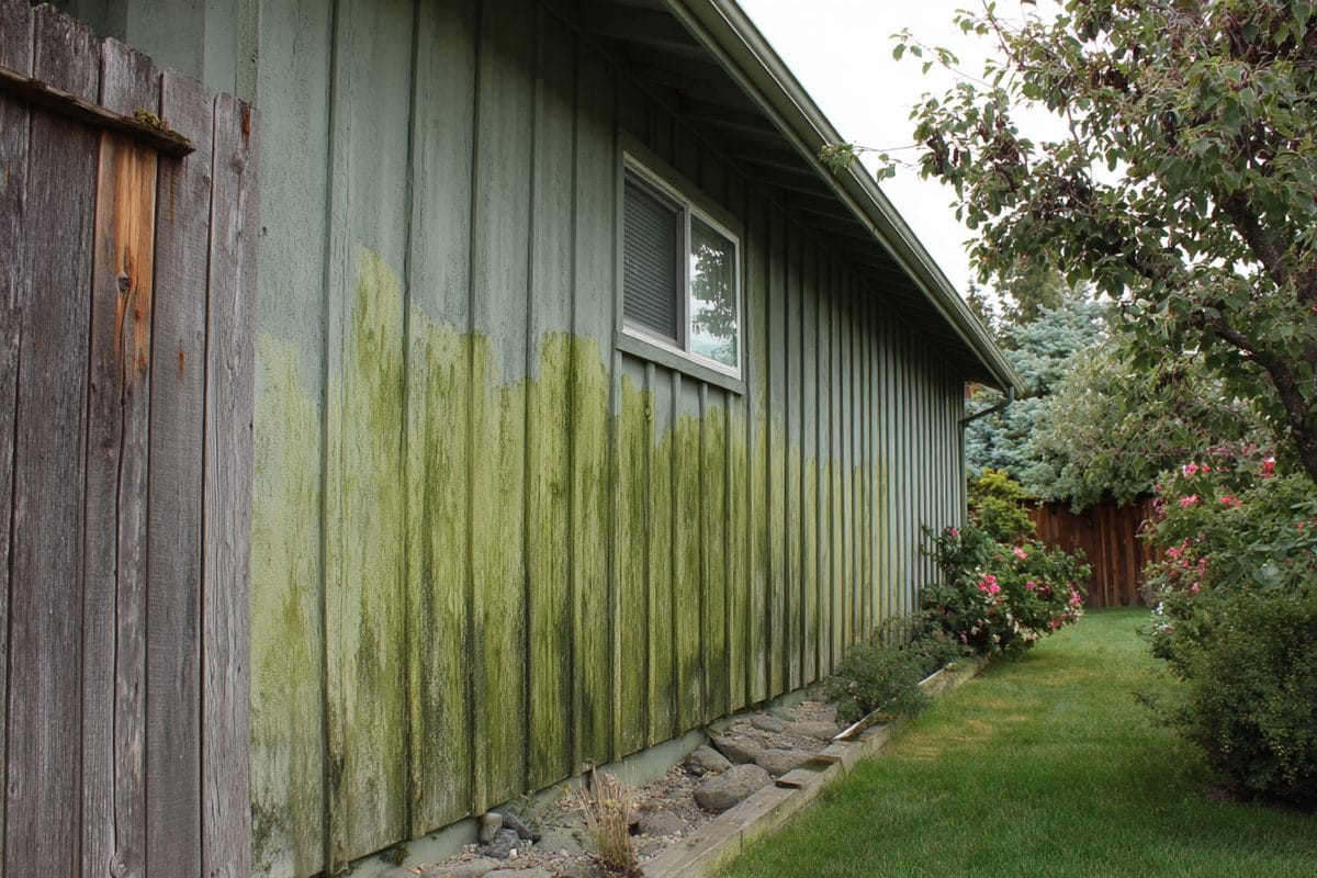 5 Signs It's Time to Repaint Your Home's Exterior 3 Mildew and algae growth on north-facing exterior wall