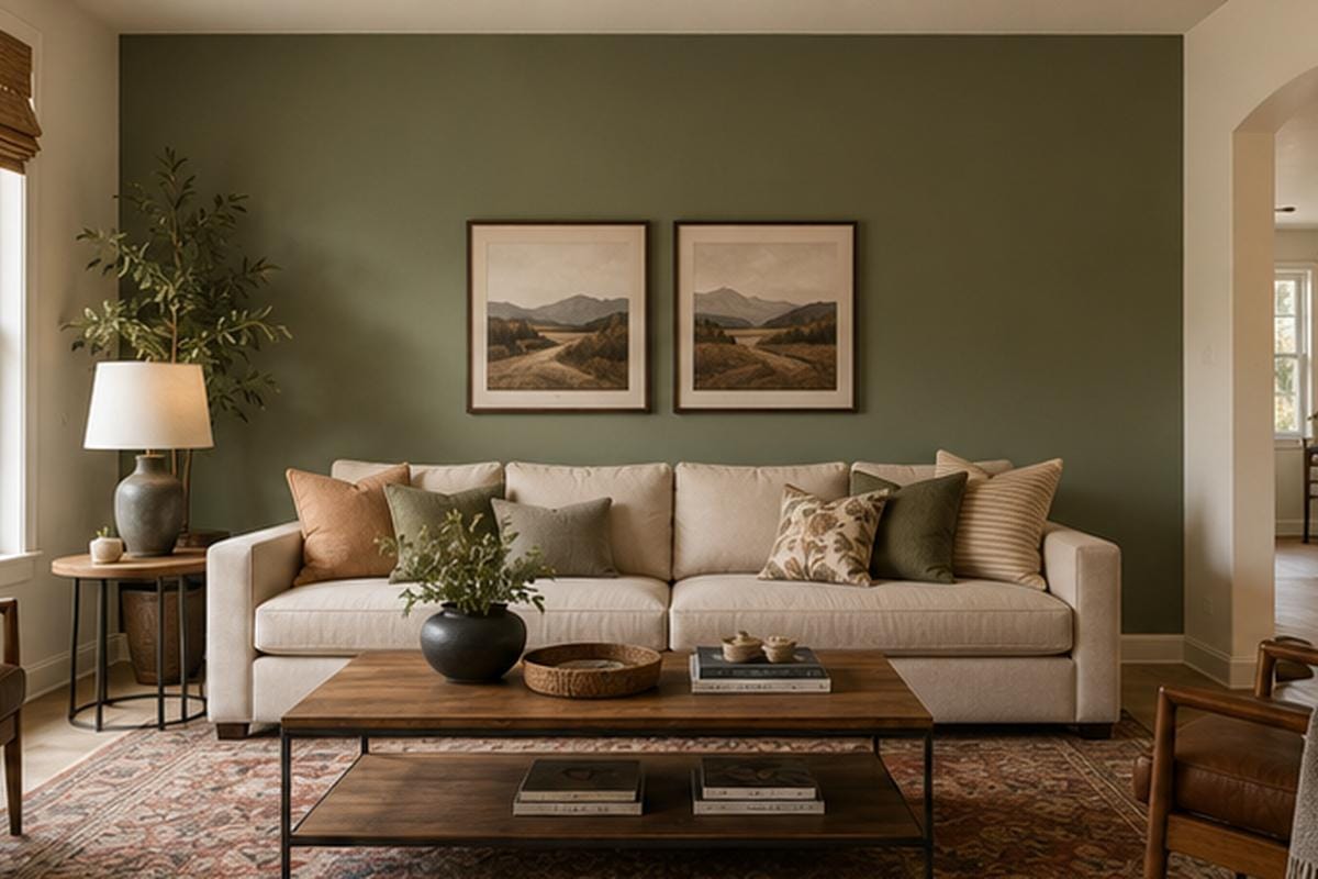 Best Accent Wall Colors for Auburn and Foothill Homes 1 Accent wall behind fireplace showing intentional design choice and complementary color selection