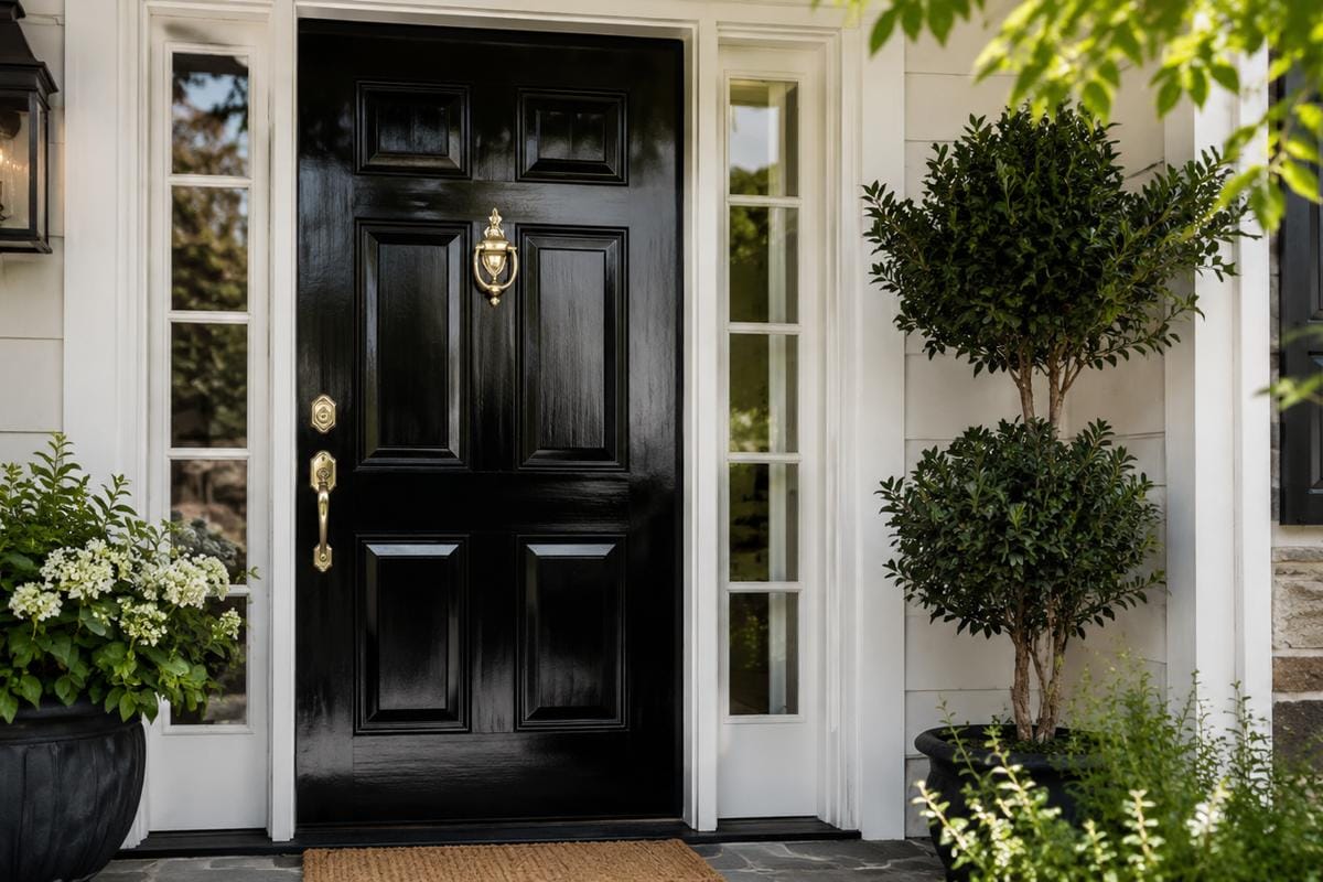 Best Paint for a Black Front Door: What Actually Works 4 Home exterior with black painted front door creating strong curb appeal