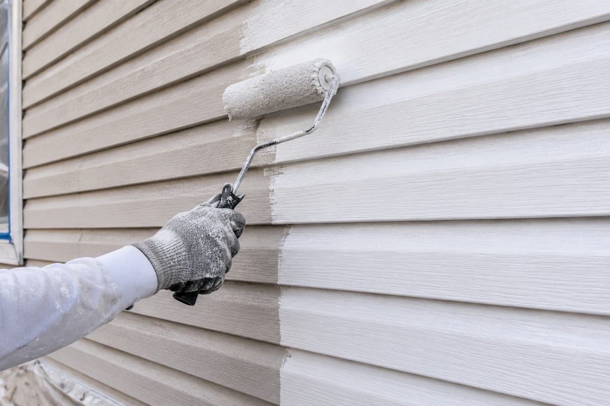 Can You Paint Vinyl Siding? What You Need to Know 3 Light-colored freshly painted vinyl siding on residential home