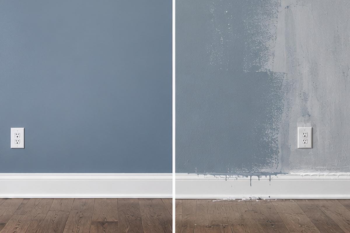 Cost to Paint a House Interior in 2026: Local Guide 2 Comparison of professional paint job and DIY paint job showing quality differences in coverage and finish