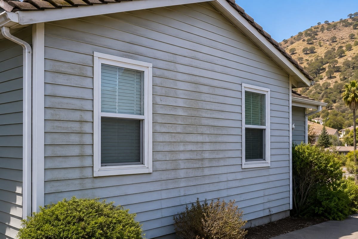 Can You Paint Vinyl Siding? What You Need to Know 1 Faded vinyl siding showing color degradation from UV exposure